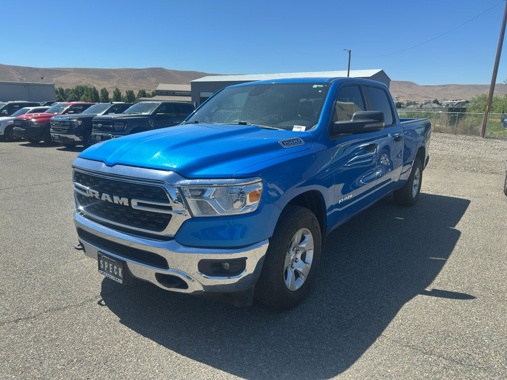 2024 RAM 1500 Big Horn in Hydro Blue Pearlcoat — front three-quarter view