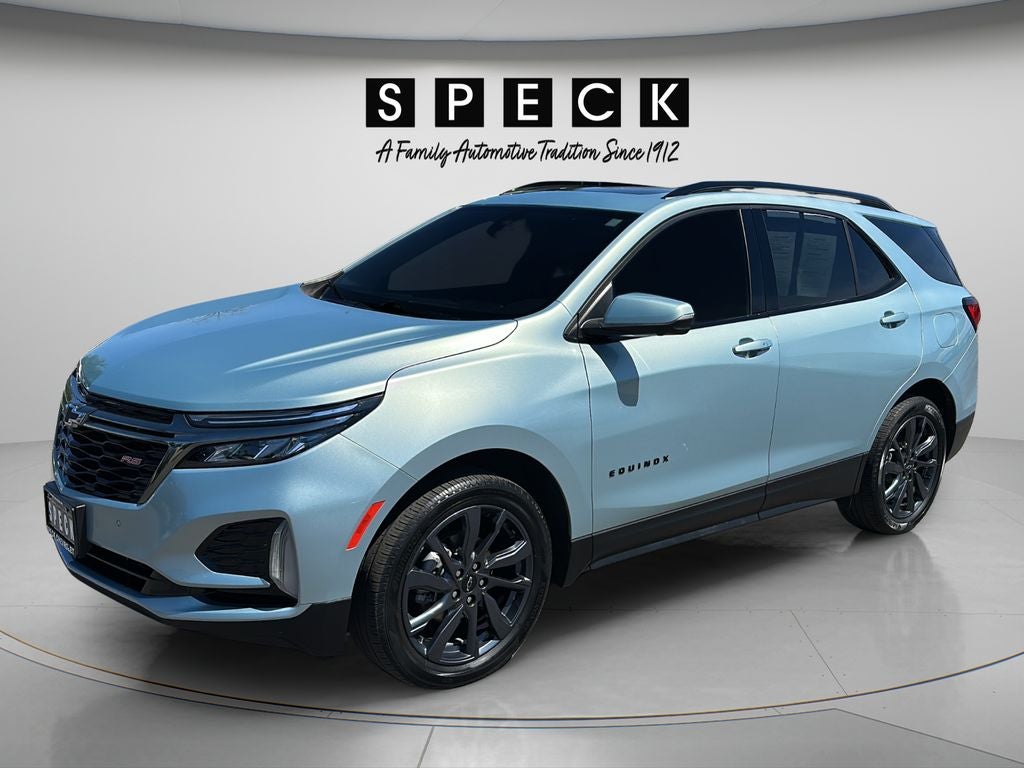 2022 Chevrolet Equinox RS in Seaglass Blue Metallic — front three-quarter view