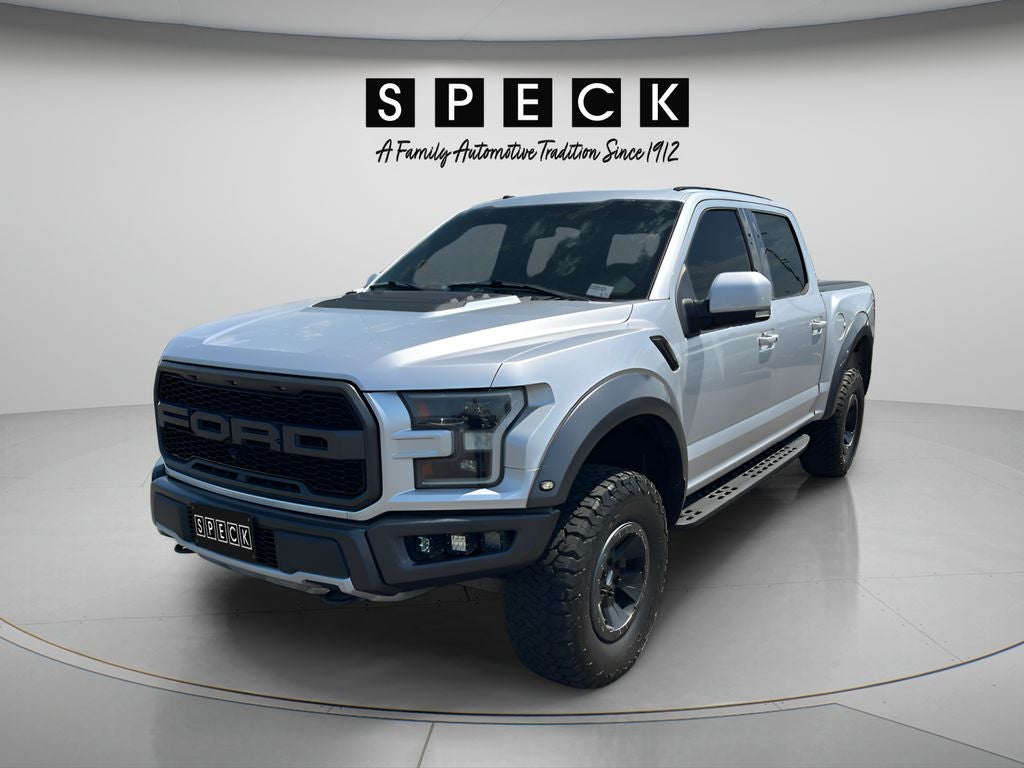 2018 Ford F-150 Raptor in Silver — front three-quarter view
