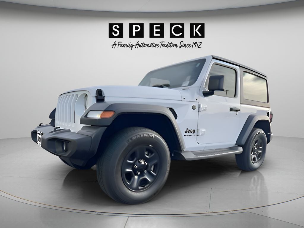2023 Jeep Wrangler 2-Door Sport 4x4 in Bright White Clearcoat — front three-quarter view