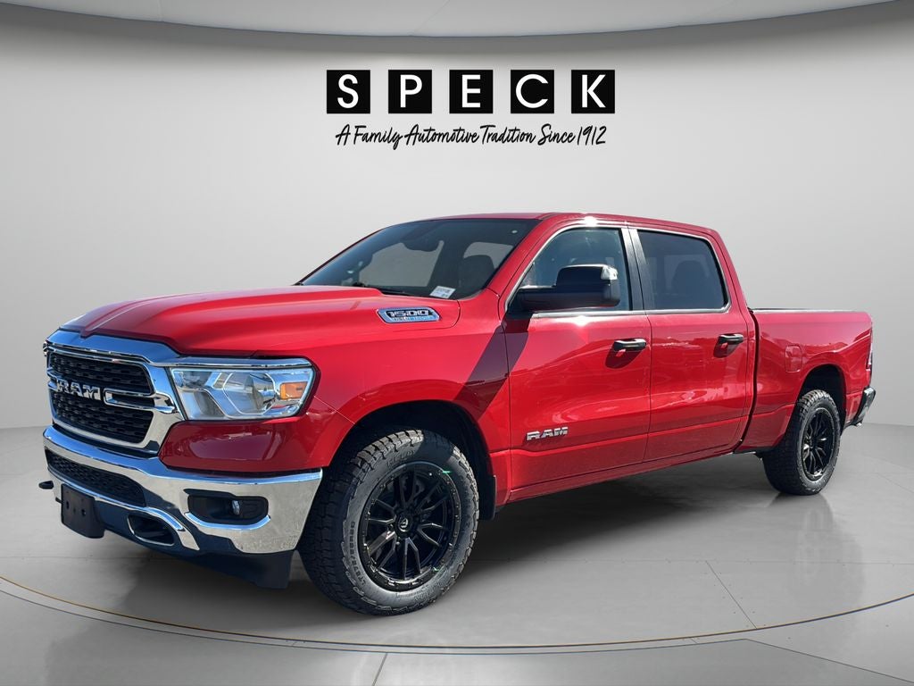 2024 RAM 1500 Big Horn Crew Cab 4x4 6'4' Box in Flame Red Clearcoat — front three-quarter view