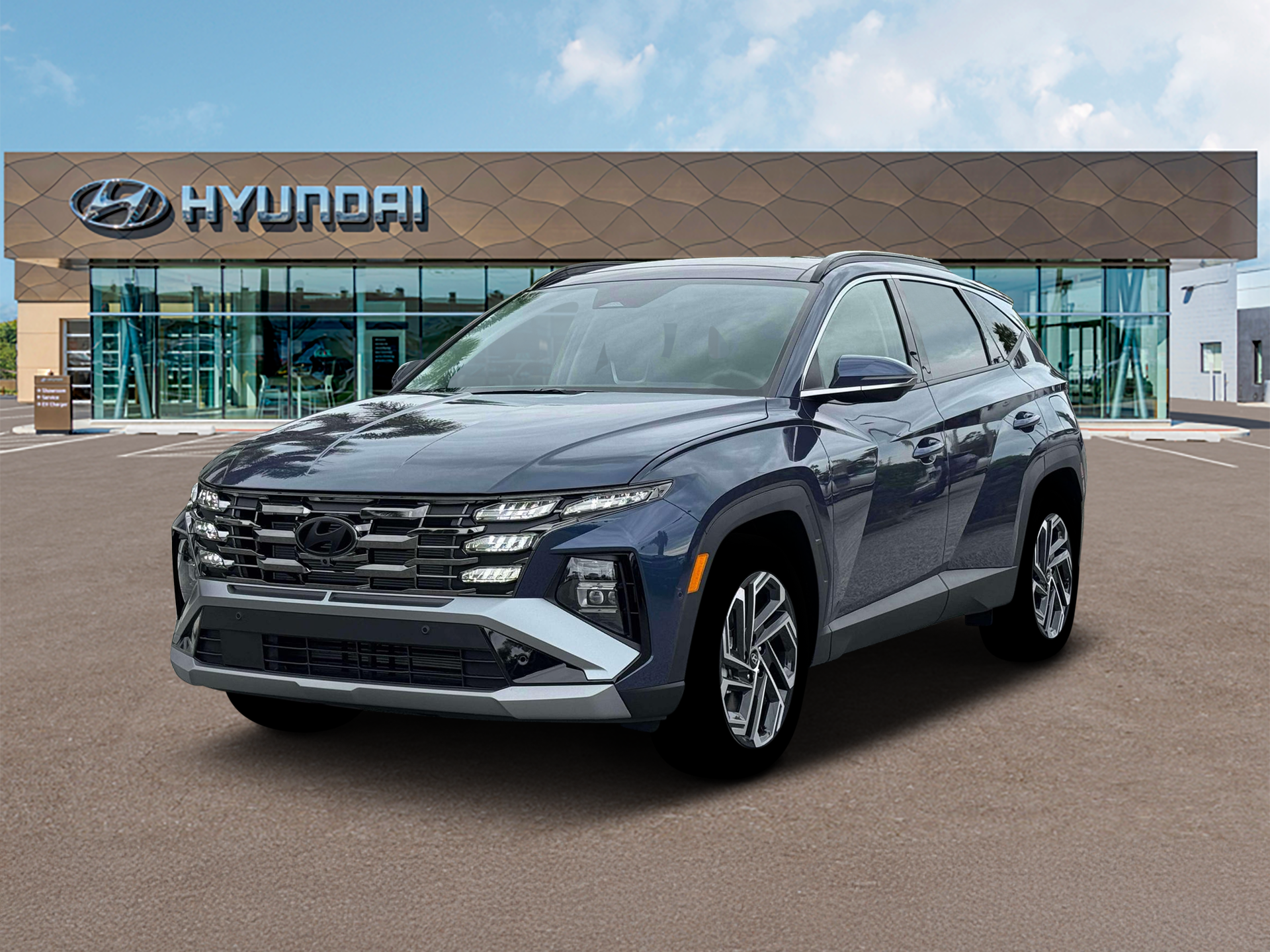 2026 Hyundai TUCSON Limited in Atlantis Blue — front three-quarter view