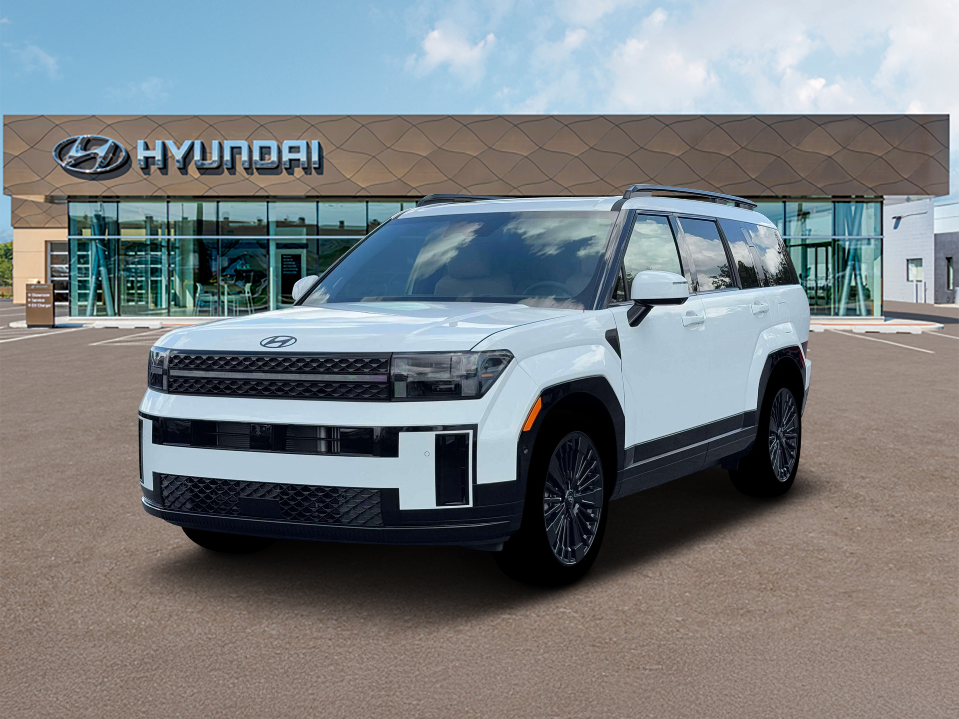 2026 Hyundai SANTA FE HYBRID Calligraphy in Serenity White — front three-quarter view